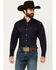 Image #1 - Ariat Men's Kaiser Diamond Print Long Sleeve Button-Down Western Shirt - Tall , Dark Blue, hi-res