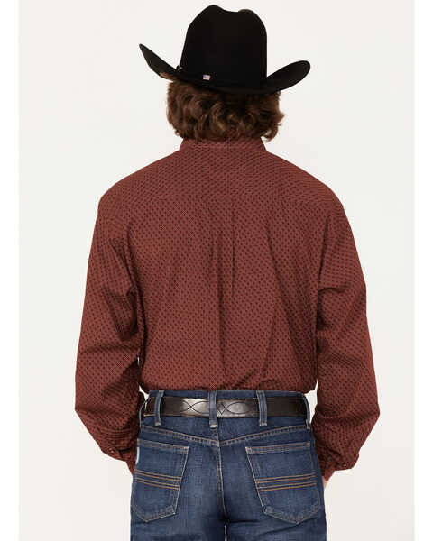 Image #4 - Cinch Men's Geo Print Long Sleeve Button-Down Western Shirt , Burgundy, hi-res