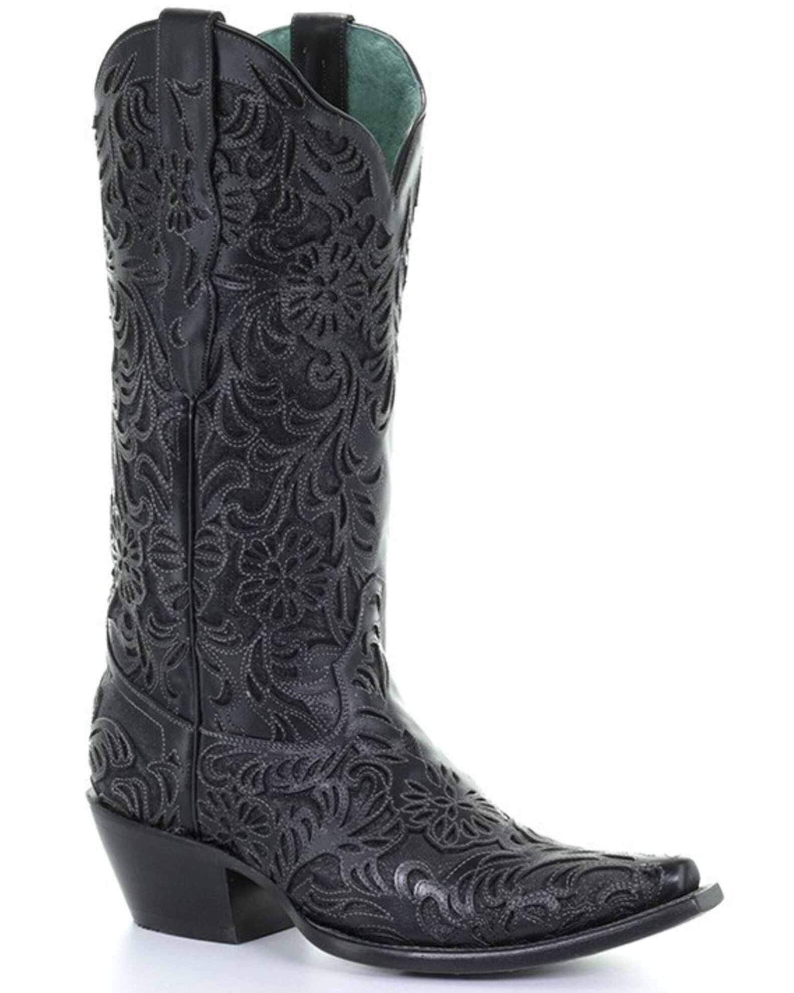 Corral Women s Black Lorraine Western Boots Snip Toe Sheplers