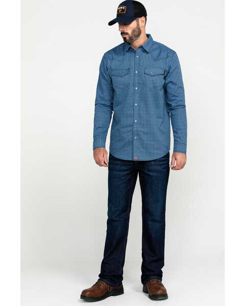 Image #6 - Cody James Men's FR Woven Plaid Print Long Sleeve Button Down Work Shirt , Blue, hi-res