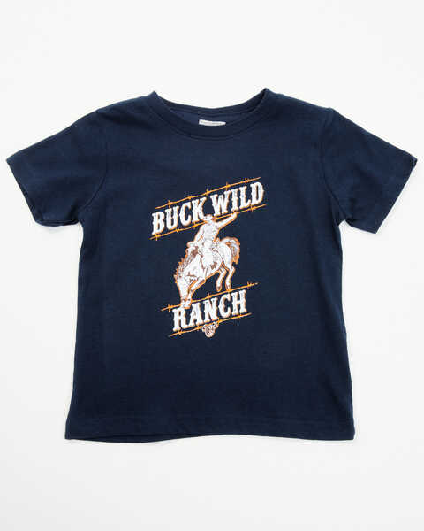 Image #1 - Cowboy Hardware Toddler Boys' Buck Wild Short Sleeve Graphic T-Shirt , Blue, hi-res