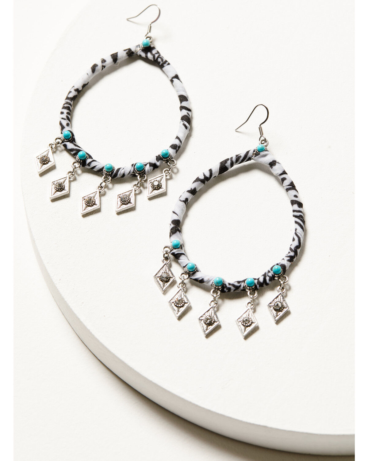 Image #1 - Idyllwind Women's Camille Bandana Hoop Earrings, White, hi-res