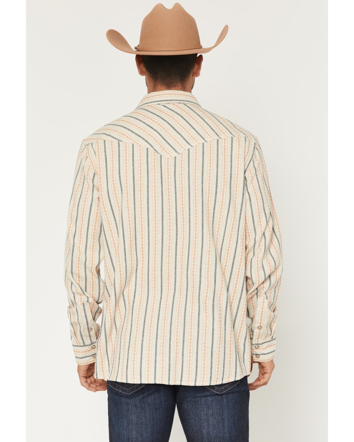 Image #4 - Moonshine Spirit&reg; Men's Archive Dobby Striped Print Long Sleeve Snap Western Shirt, Ivory, hi-res