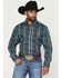Image #1 - Wrangler Men's Checotah Southwestern Print Long Sleeve Snap Western Shirt, Turquoise, hi-res