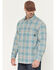 Image #2 - Ariat Men's FR Cobb Plaid Print Long Sleeve Snap Work Shirt, Teal, hi-res