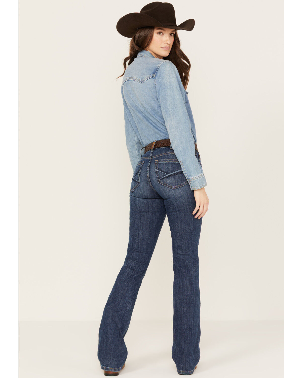 Image #3 - Ariat Women's R.E.A.L Perfect Rise Leila Bootcut Stretch Jeans, Dark Wash, hi-res