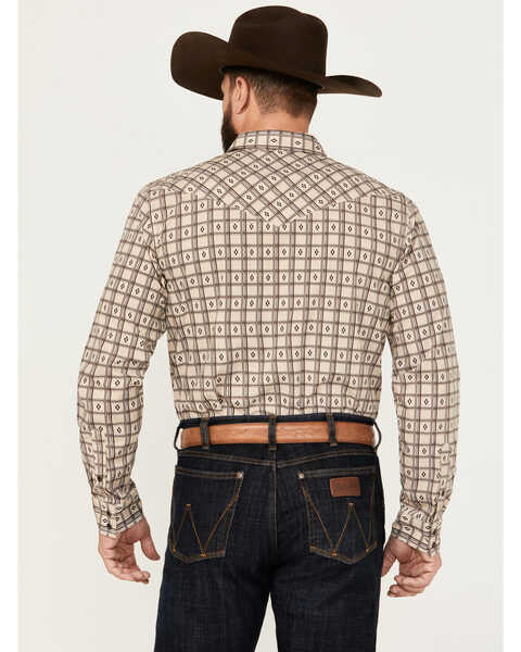 Image #4 - Gibson Trading Co Men's Cross Barred Plaid Print Long Sleeve Snap Western Shirt, Natural, hi-res