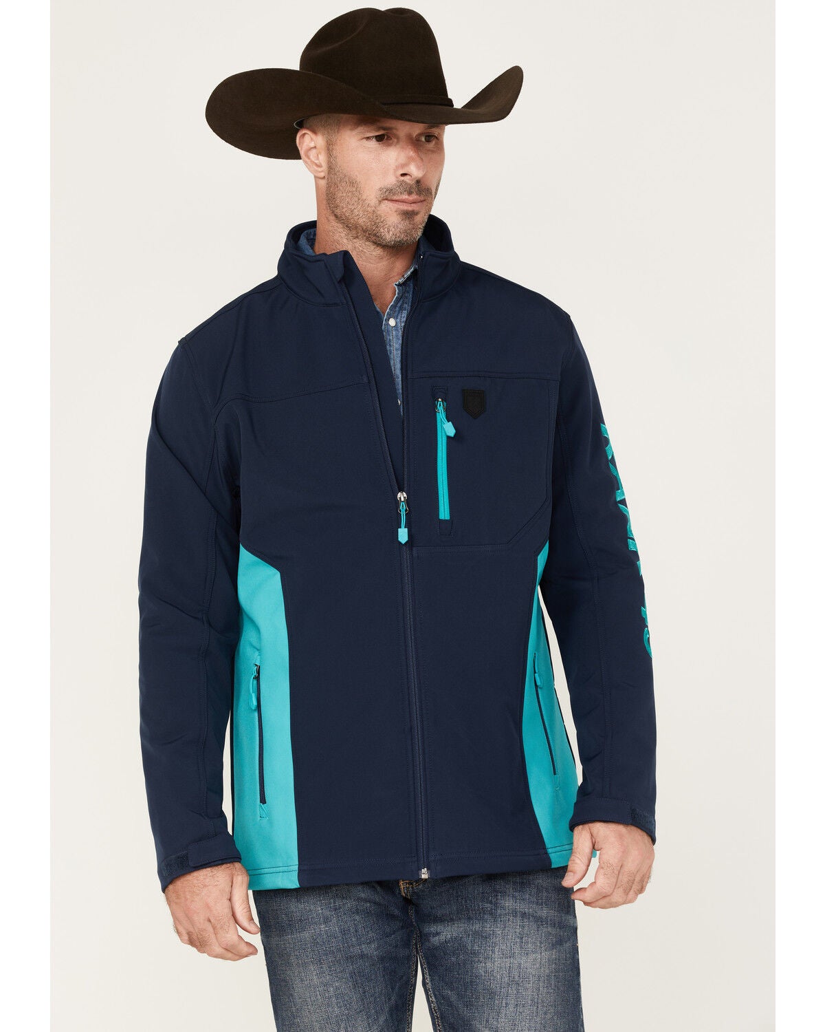 RANK 45&reg; Men's Stampede Performance Softshell Jacket, Blue, hi-res