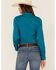 RANK 45® Women's Vented Performance Outdoor Long Sleeve Snap Western Shirt, Teal, hi-res