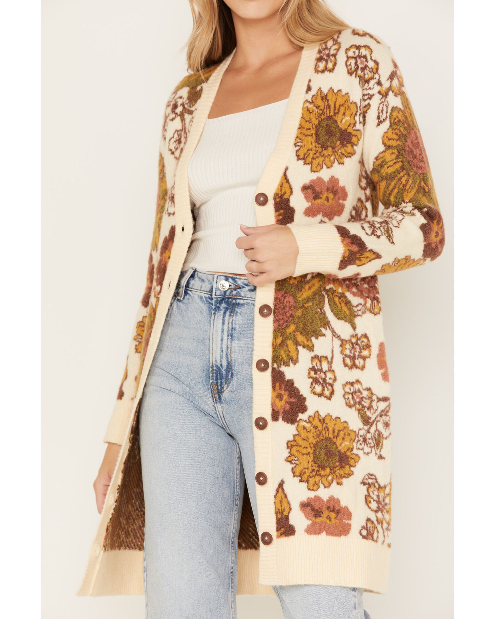 Floral cardigan sweaters discount