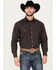 Resistol Men's Lucas Paisley Print Long Sleeve Pearl Snap Western Shirt, Dark Blue, hi-res