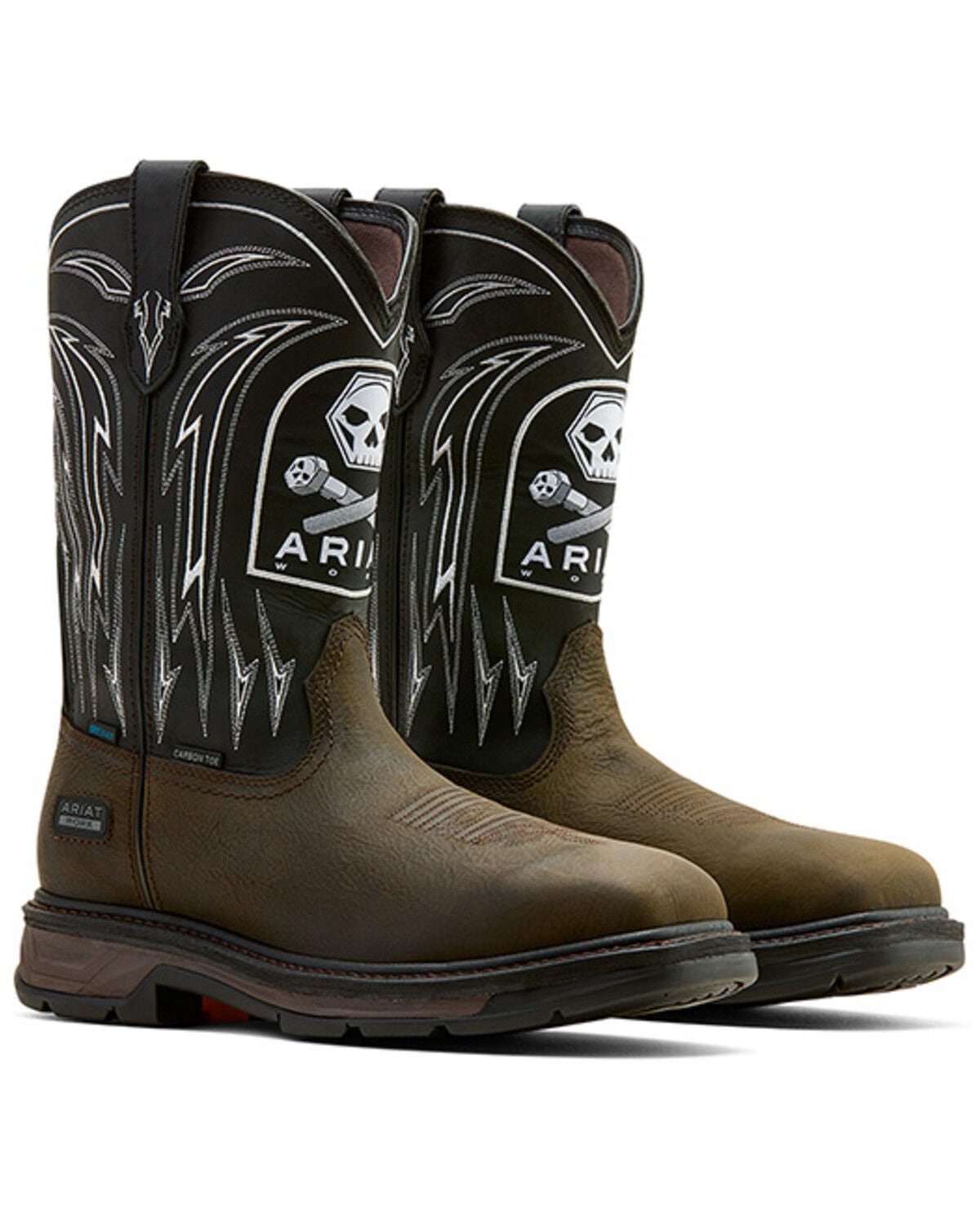 Image #4 - Ariat Men's WorkHog&reg; XT Bolt Skull Waterproof Work Boots - Carbon Toe, Brown, hi-res