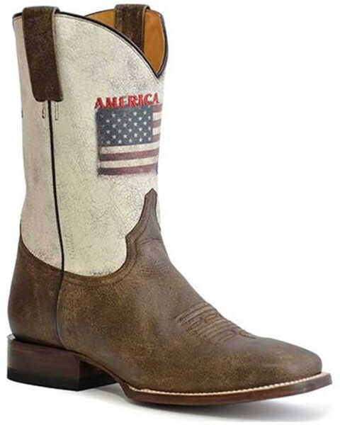 Image #1 - Roper Men's America Strong Western Boots - Broad Square Toe, Brown, hi-res