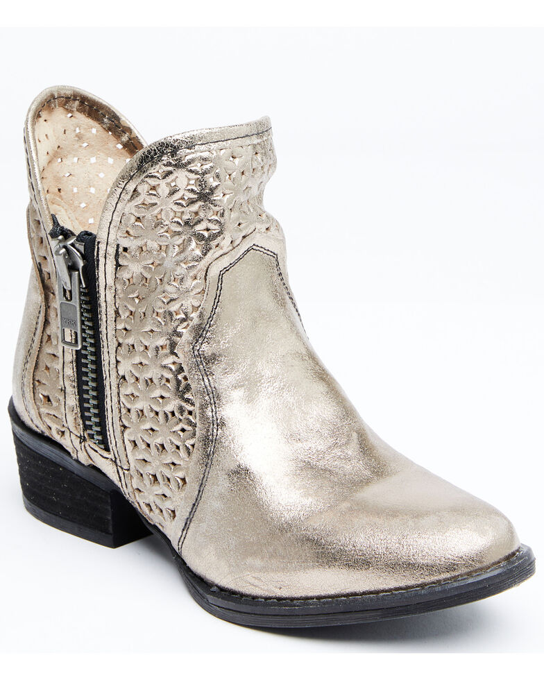 Circle G Women's Silver Cut Out Fashion Booties - Round Toe, Silver, hi-res