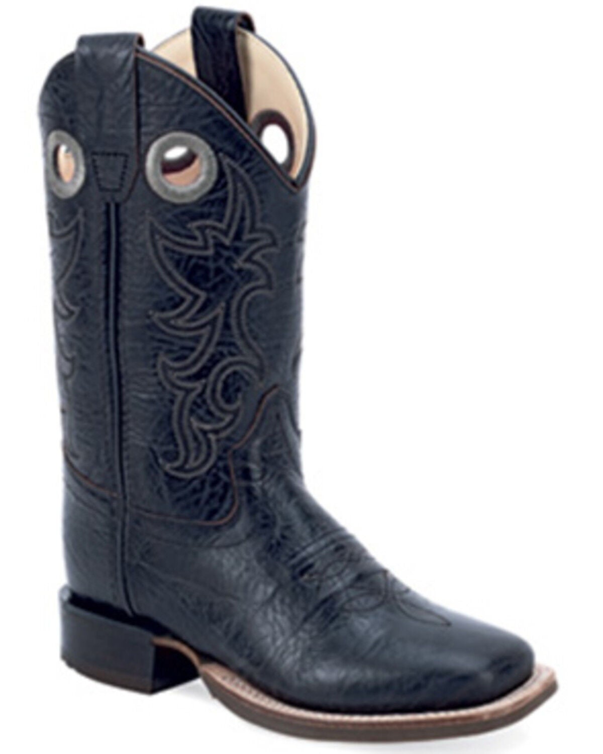 Old West Boys' Ostrich Print Western Boots - Broad Square Toe