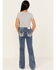 Image #1 - Miss Me Girls' Light Wash Wing Pocket Bootcut Stretch Denim Jeans, Blue, hi-res