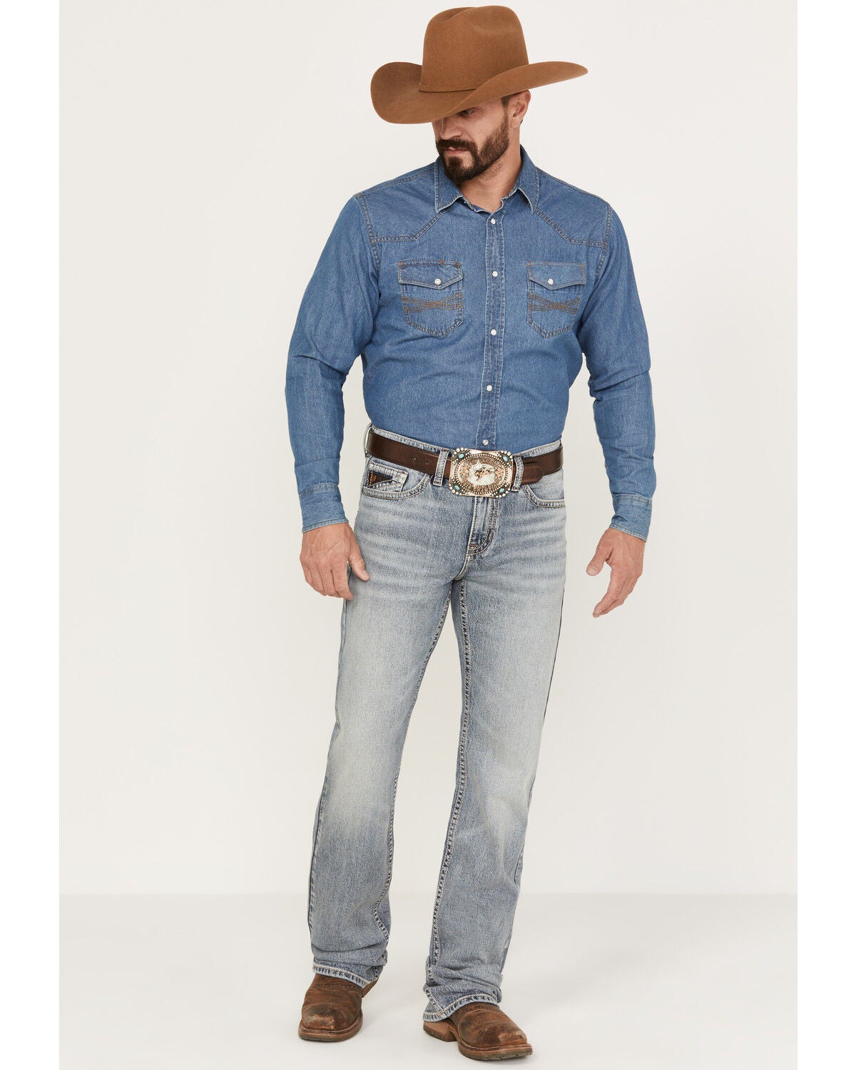 RANK 45&reg; Men's Wild Horse Stackable Straight Stretch Denim Jeans, Light Medium Wash, hi-res