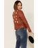 Mauritius Women's Star Leather Jacket , Orange, hi-res
