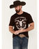 Image #1 - Cody James Men's Gun Horns Short Sleeve Graphic T-Shirt, Burgundy, hi-res
