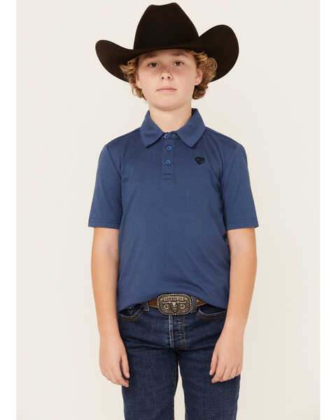 Image #1 - Rock & Roll Denim Boys' Short Sleeve Polo Shirt , Blue, hi-res