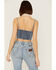 Flying Tomato Women's Denim Cropped Tank, Blue, hi-res