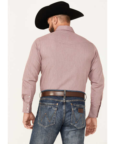 Image #4 - Roper Men's Printed Long Sleeve Pearl Snap Western Shirt, Wine, hi-res