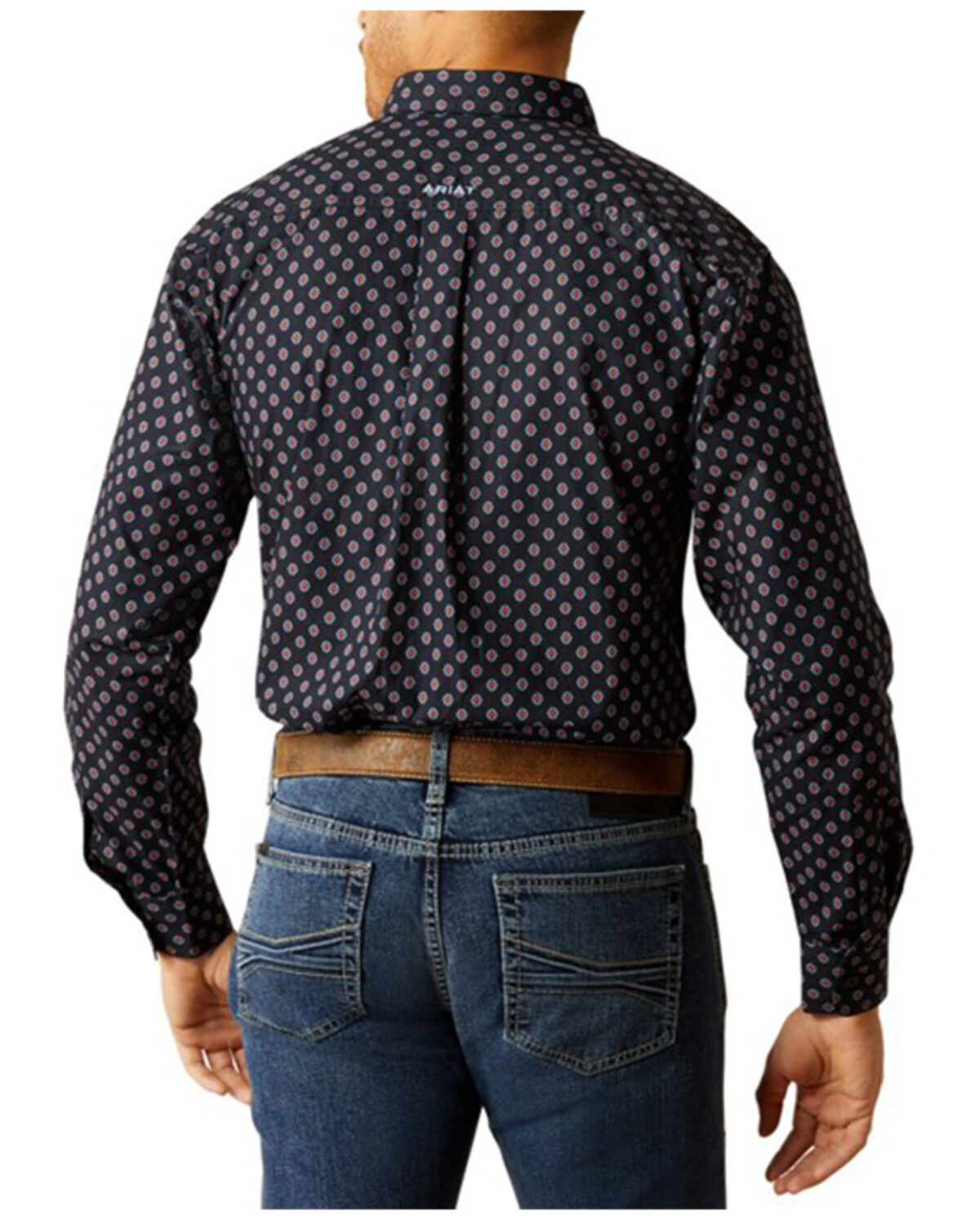 Image #2 - Ariat Men's Taylor Geo Print Long Sleeve Button-Down Western Shirt, Dark Blue, hi-res