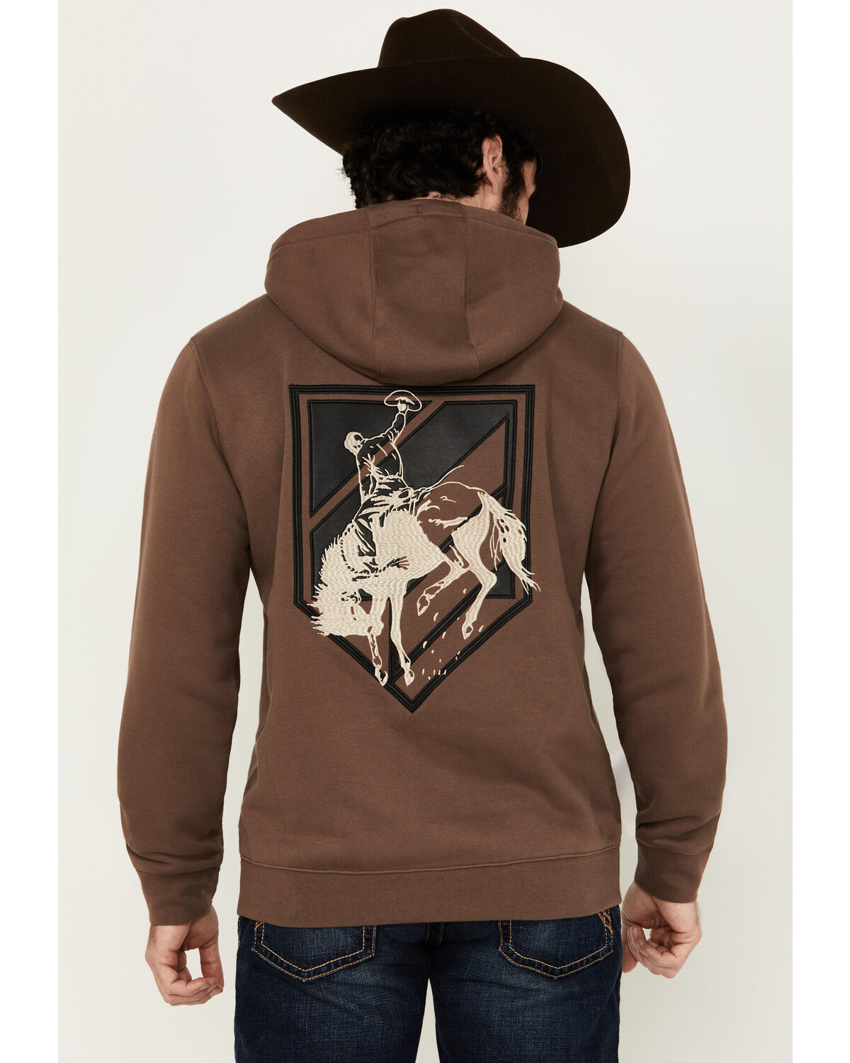 Image #1 - RANK 45® Men's Yee Yee Chute Gate Embroidered Hooded Sweatshirt, Brown, hi-res