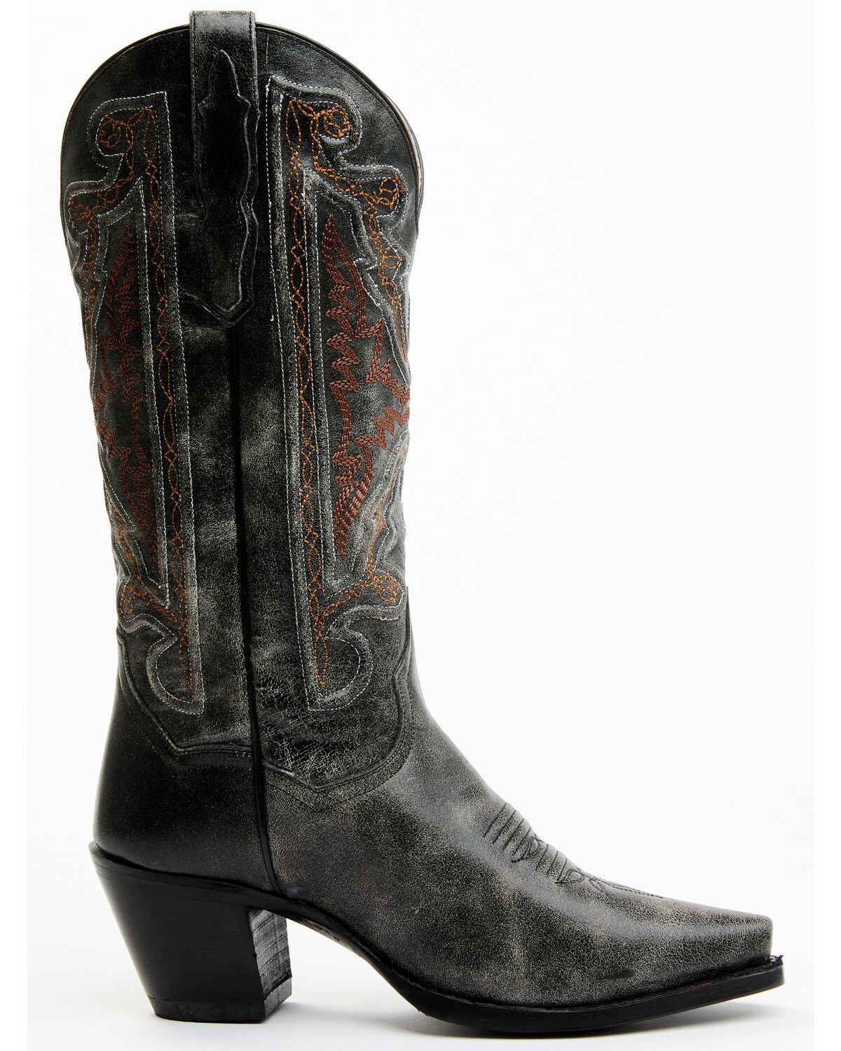 Image #2 - Dan Post Women's Atomic Vintage Embroidered Tall Western Boots - Snip Toe, Black, hi-res