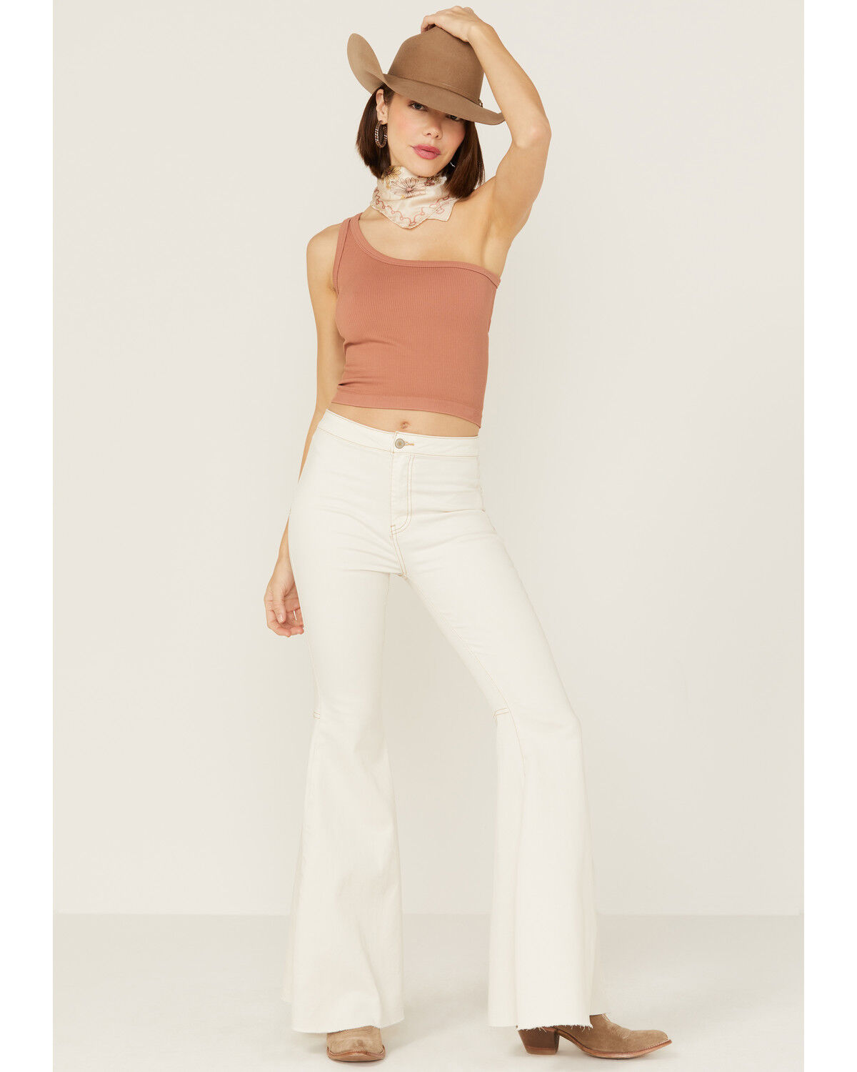 Image #4 - Fornia Women's Top One Cedar Wood One Shoulder Ribbed Cami Top, Mauve, hi-res