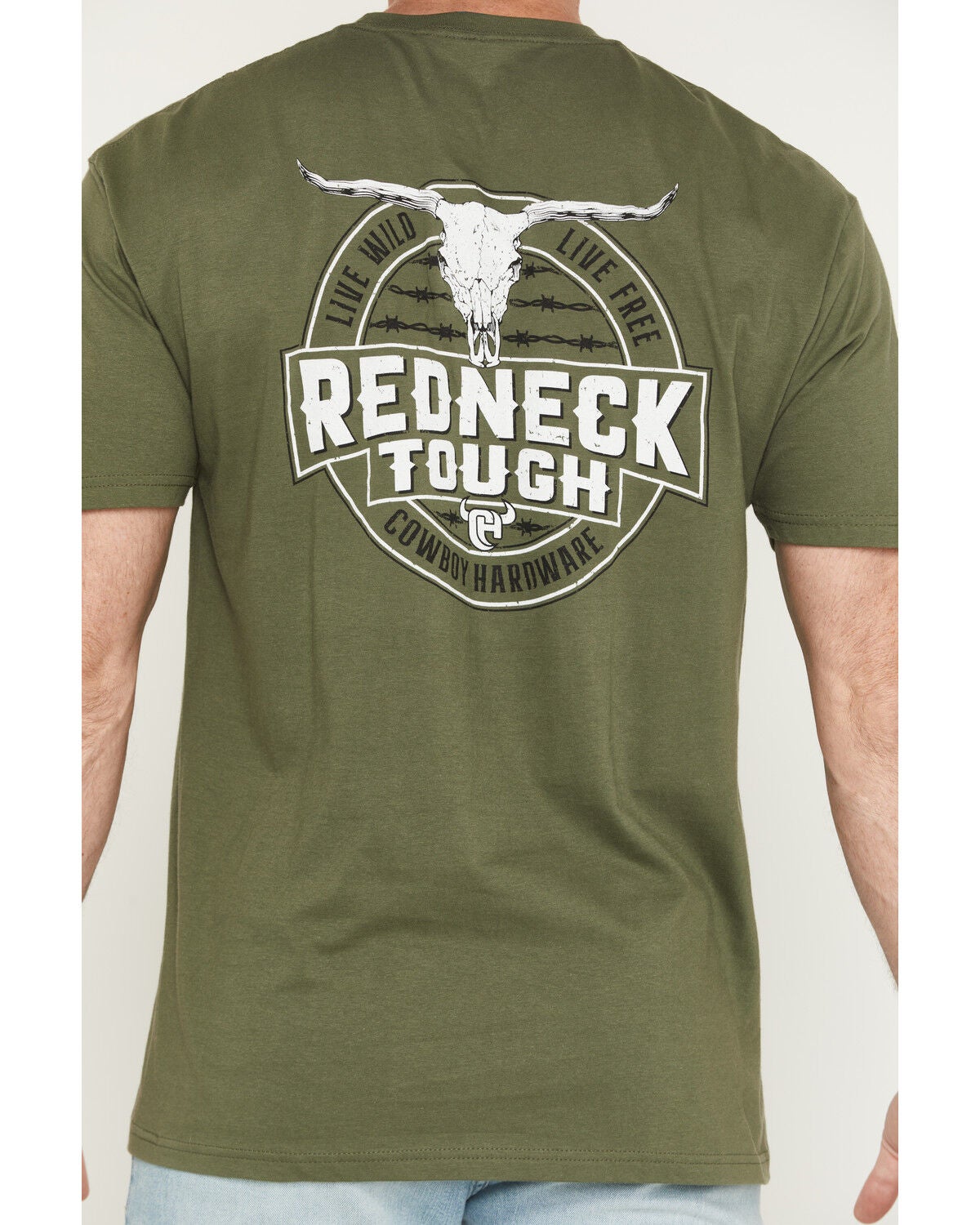 Image #4 - Cowboy Hardware Men's Redneck Tough Short Sleeve Graphic T-Shirt, Green, hi-res