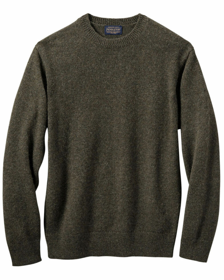 Pendleton Men's Dark Army Green Shetland Wool Washable Crew Sweatshirt , Dark Green, hi-res