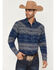 Image #1 - Cody James Men's Arrow Bear Southwestern Long Sleeve Snap Flannel Shirt, Blue, hi-res