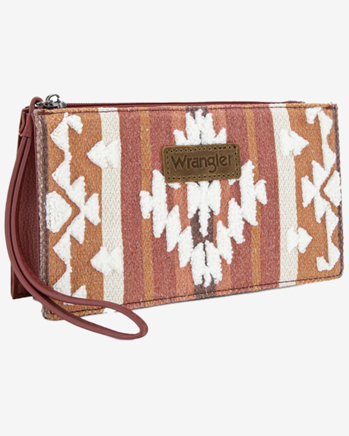 Image #1 - Wrangler Women's Sherpa Southwestern Print Canvas Clutch, Burgundy, hi-res
