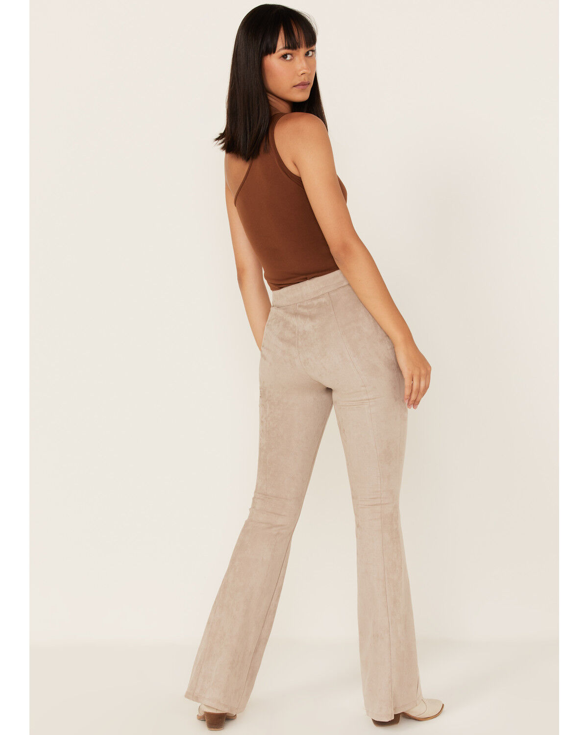Image #3 - Shyanne Women's Faux Suede Flare Pants, Taupe, hi-res