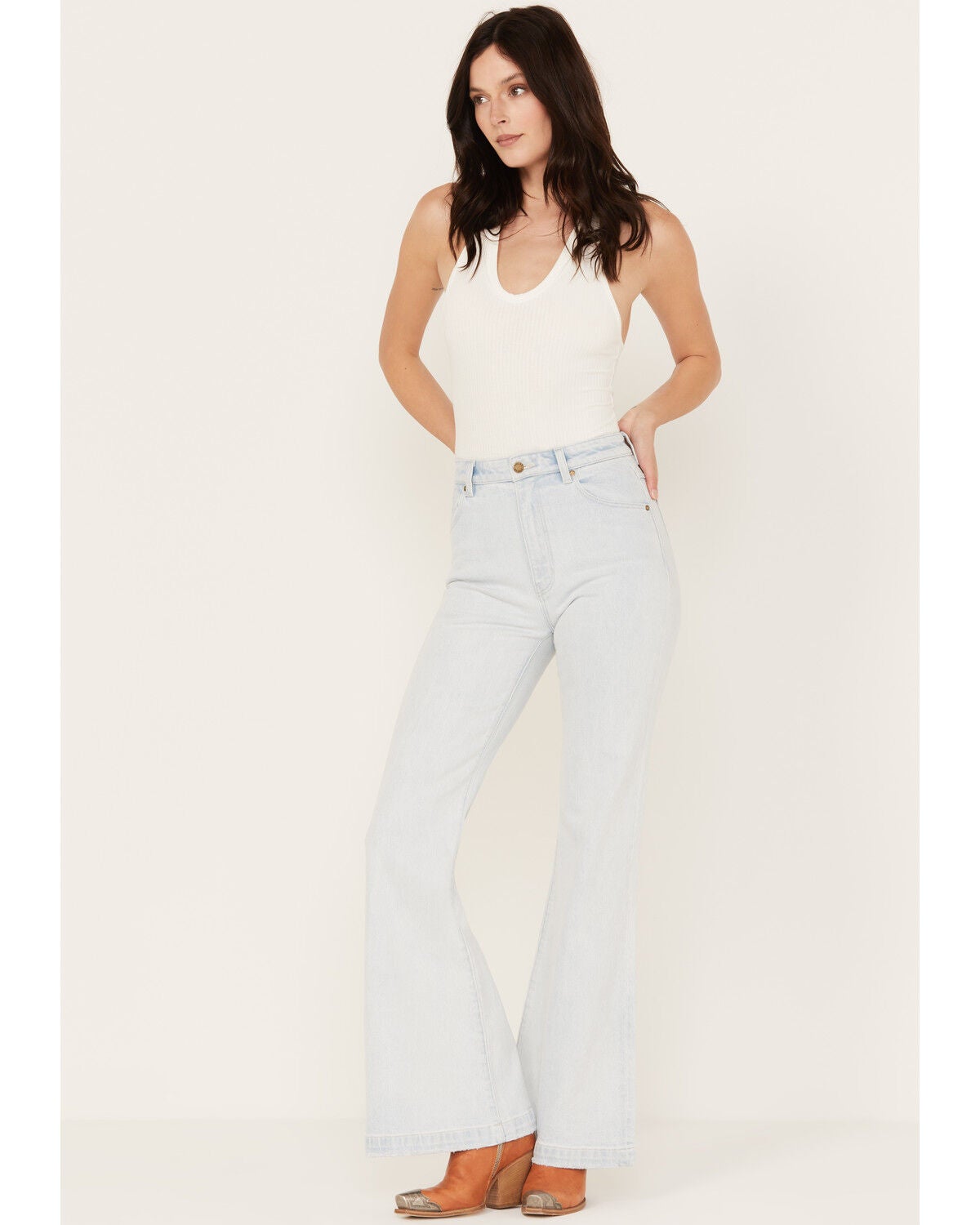 Rolla's Women's Light Wash High Rise Dalton East Coast Flare Jeans, Light Wash, hi-res