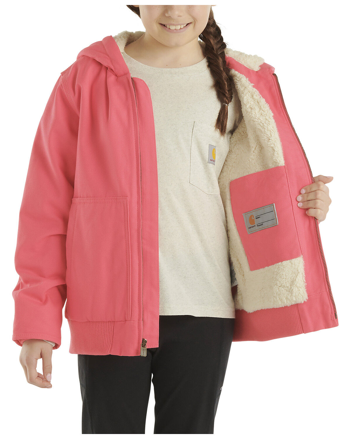 Image #3 - Carhartt Little Girls' Insulated Hooded Active Jacket, Light Pink, hi-res