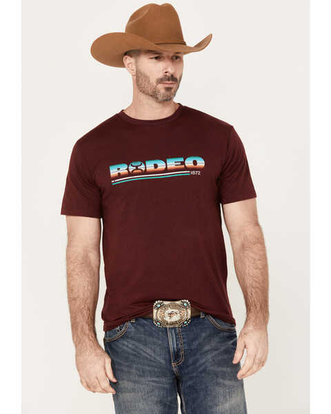 Hooey Men's Serape Rodeo Logo Graphic Short Sleeve T-Shirt, Maroon, hi-res