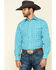 Image #1 - Stetson Men's Cross Walk Ombre Plaid Long Sleeve Western Shirt, Turquoise, hi-res