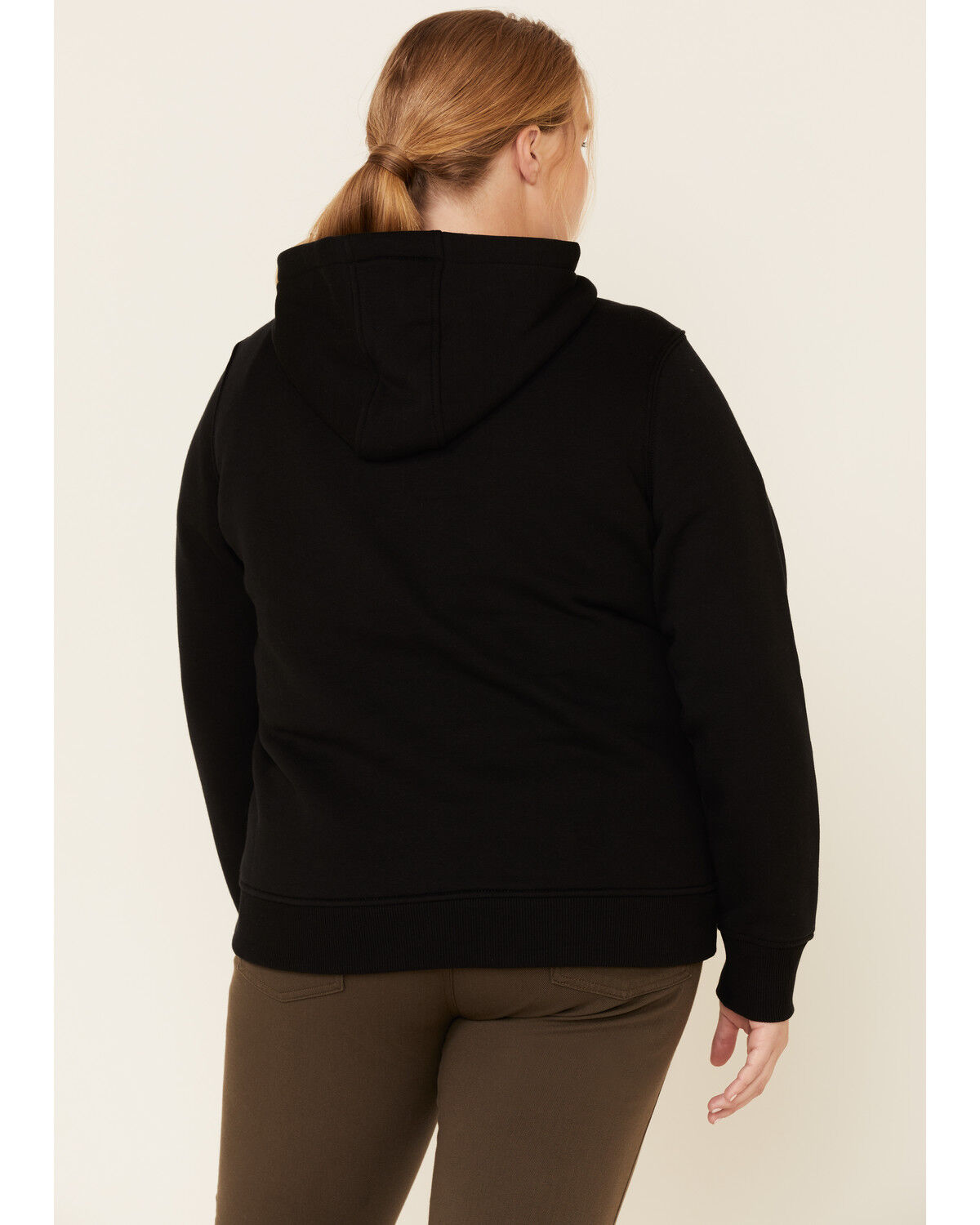 Image #5 - Carhartt Women's Black Clarksburg Sleeve Logo Hooded Sweatshirt - Plus, Black, hi-res