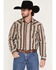 Image #1 - Wrangler Retro Men's Striped Print Long Sleeve Snap Western Shirt - Tall, Rust Copper, hi-res