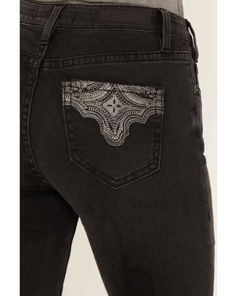 Image #2 - Rock & Roll Denim Women's Mid Rise Pocket Detail Stretch Bootcut Jeans, Charcoal, hi-res