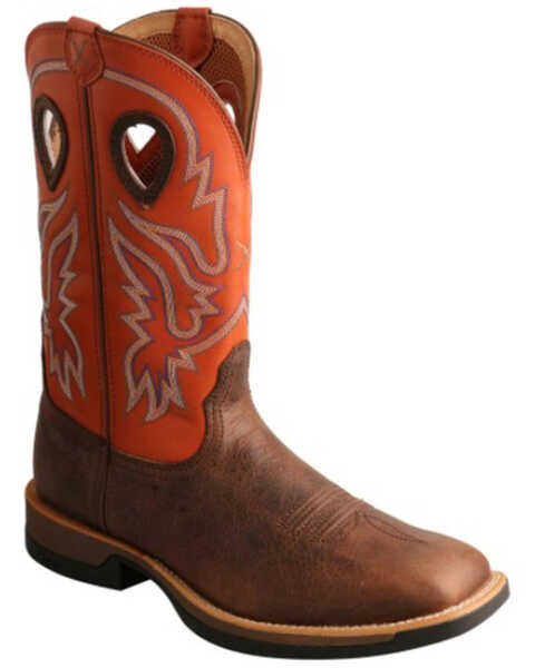 Twisted X Men's Tech X Western Boots - Broad Square Toe, Orange, hi-res