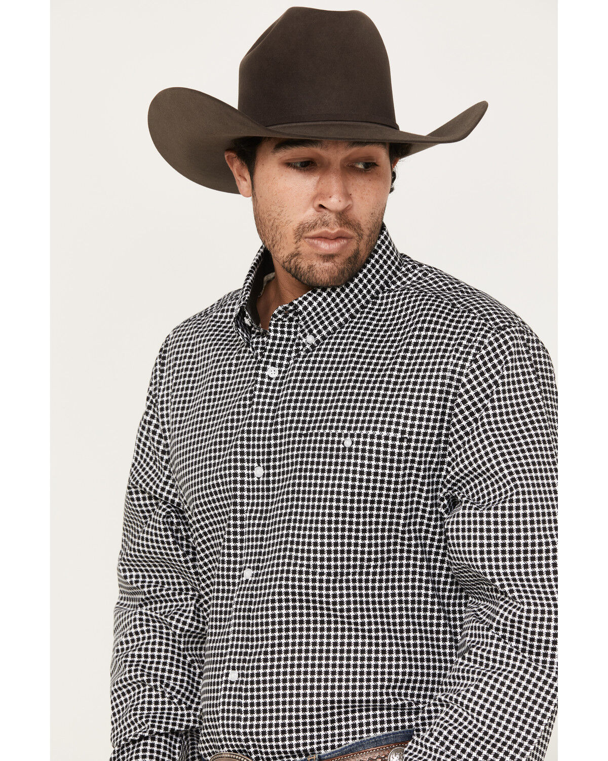 Image #2 - RANK 45® Men's Stunts Geo Print Long Sleeve Button-Down Western Shirt, White, hi-res