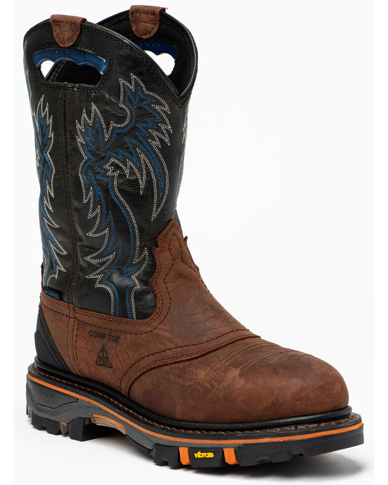 Cody James Men's Decimator Western Work Boots - Nano Composite Toe, Brown, hi-res