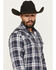 Image #2 - Wrangler Retro Men's Plaid Print Long Sleeve Snap Western Shirt, Dark Blue, hi-res