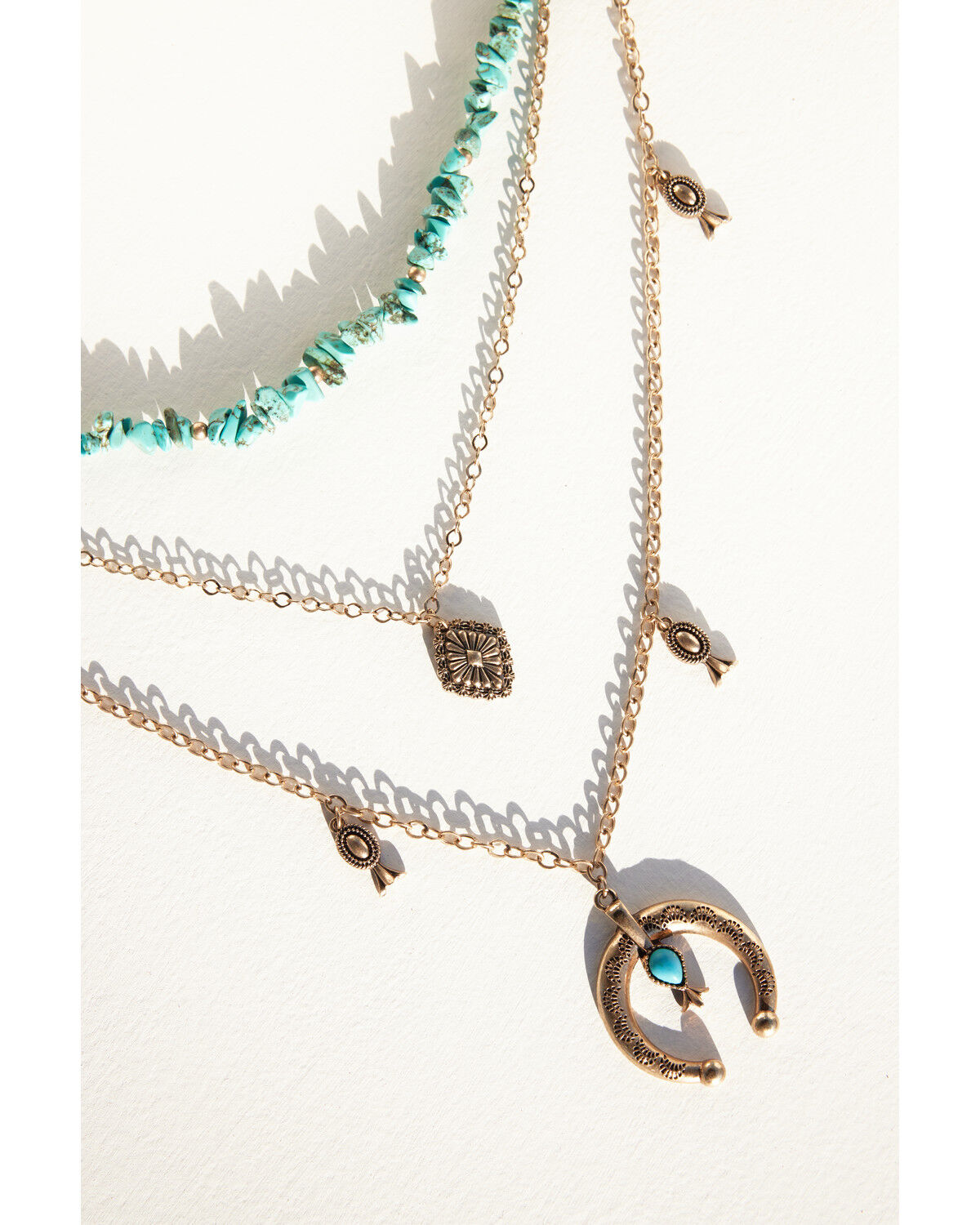 Image #3 - Shyanne Women's Summer Solstice Squash Blossom Layered Necklace, Gold, hi-res
