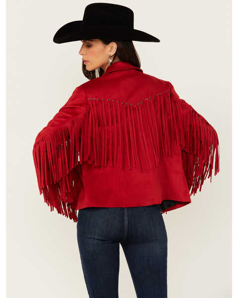 Image #4 - Panhandle Women's Fringe Jacket , Red, hi-res