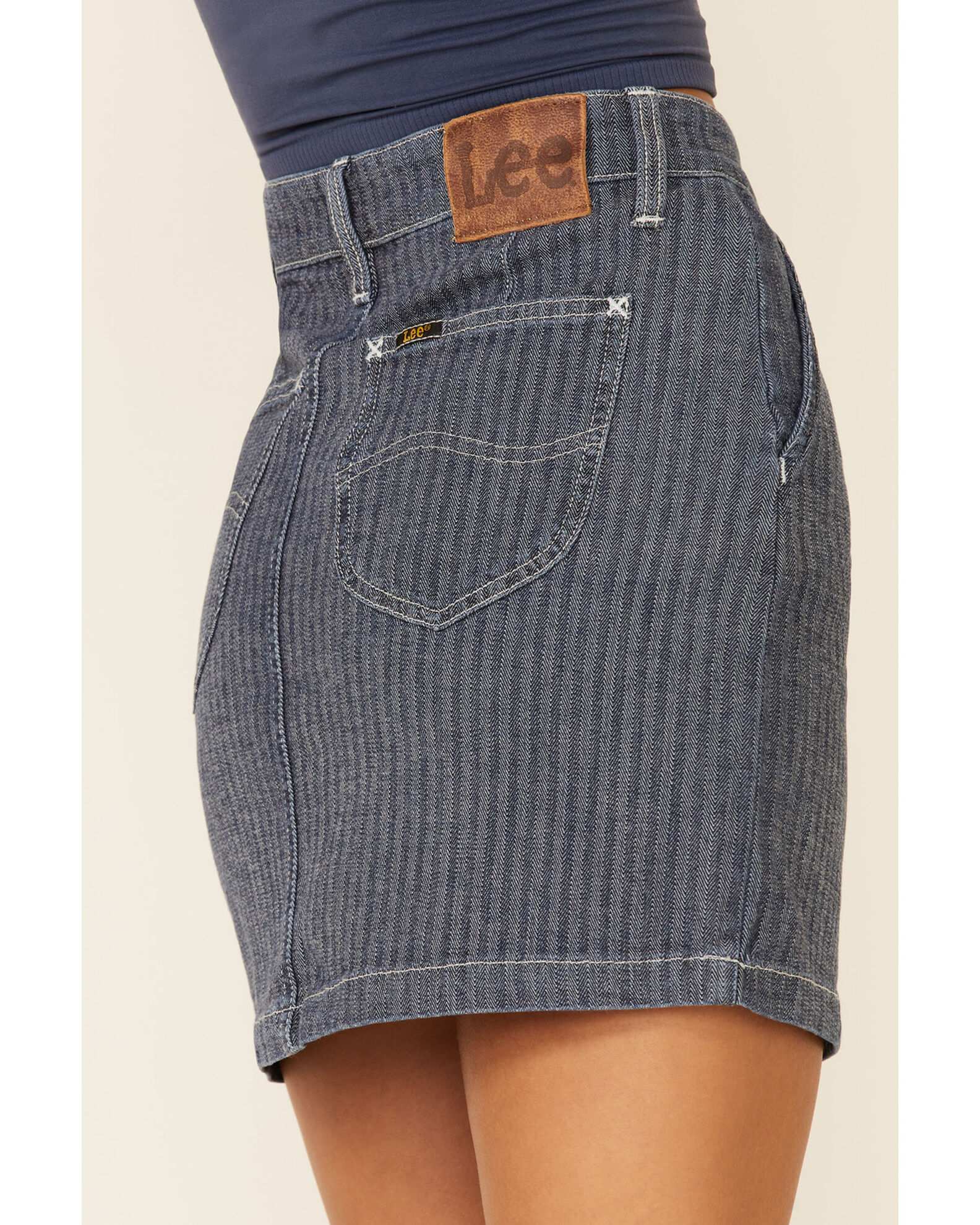 Image #3 - Lee Women's Herringbone Mini Skirt, Blue, hi-res