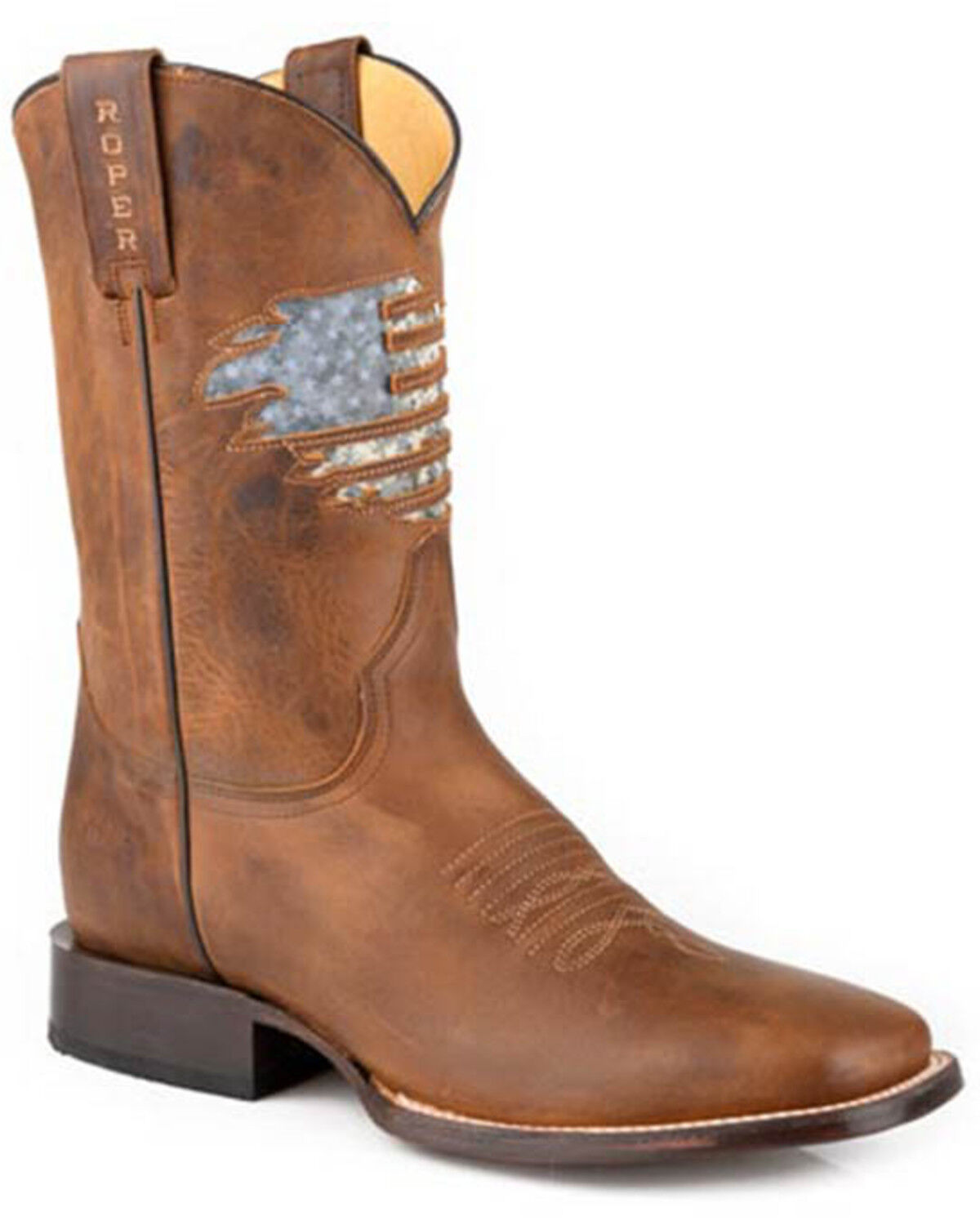 Image #1 - Roper Men's America Rules! Western Boots - Broad Square Toe, Brown, hi-res